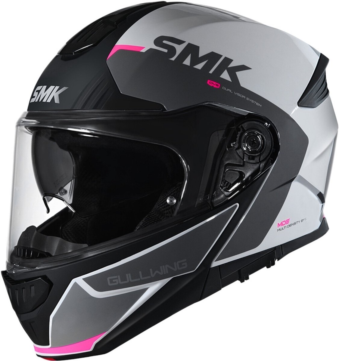 SMK Gullwing Kresto Grijs Roze Systeemhelm - Helm