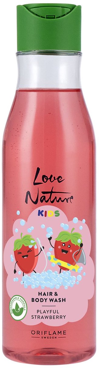 Oriflame Love Nature Kids Serie - Speelse Aardbei Douchegel en Shampoo - 250 ml - Dermatologisch Getest