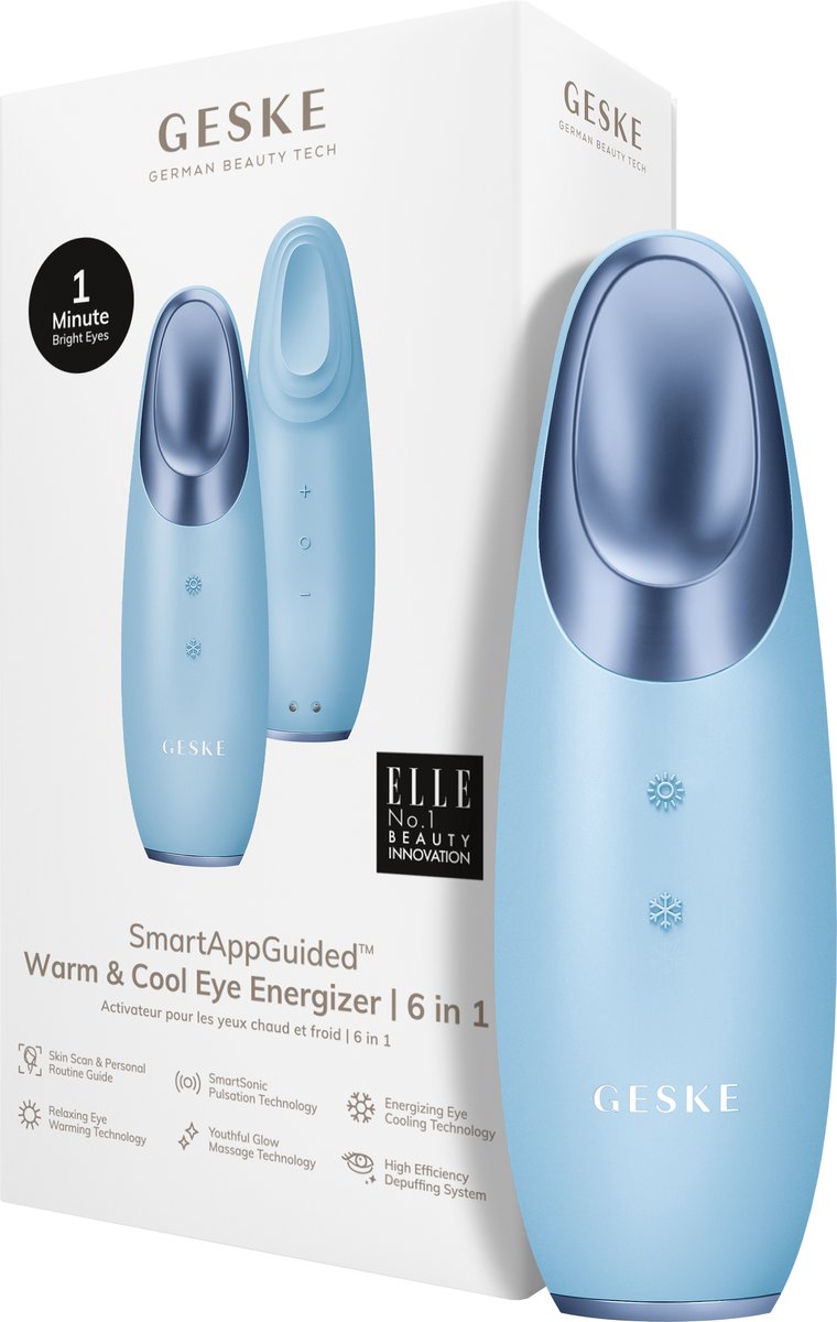 Goedkoopste GESKE | SmartAppGuided™ Warm & Cool Eye Energizer | 6 in 1 | Oogmassageapparaat | Apparaat tegen donkere kringen | Traanzakjes en hangende oogleden verwijderen | Elektrische oogmassage
