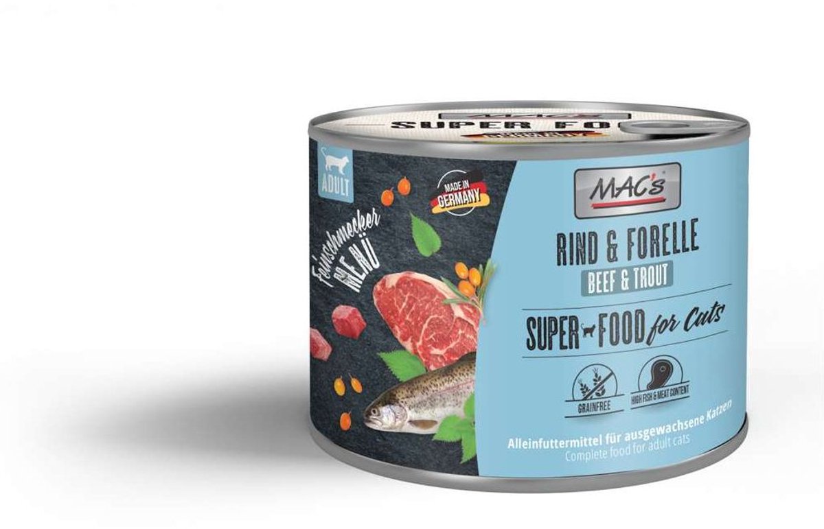 MACs MAC's CAT - Gourmet blikje 6x200g - Rund & Forel