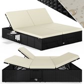 Casaria Ligbed - Tweepersoons Polyrattan 200x160cm Verstelbaar - Zwart