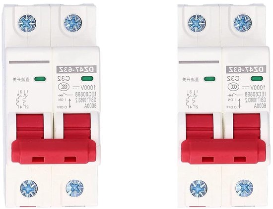 10 stuks mini-stroomonderbrekers op zonne-energie, 1000 V, DC 1P, 2P 10 stuks mini-stroomonderbrekers op zonne-energie, 1000 V, DC 1P, 2P