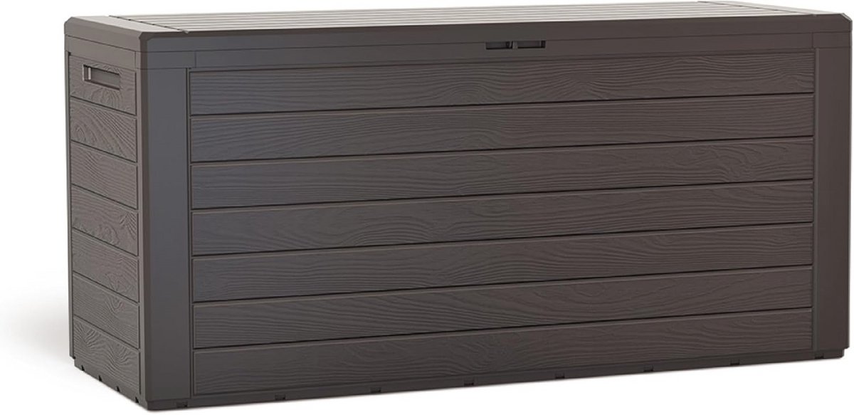 Tuinbox - Opbergkist Kussenbox - Tuinspullen Opbergen - Houtprint Design - 280 Liter - Donker Oker