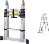 UltraToolz Telescopische Vouwladder 2x9 sporten - Werkhoogte 5.60m