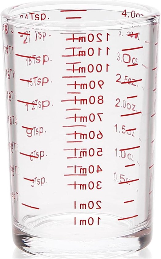 1 stuks shotglazen maatbeker, 90 ml glas mini-maatregelen, ronde zware basis meetglas, vloeibaar zwaar hoog espressoglas espresso shotglazen maatbeker (zwarte lijn