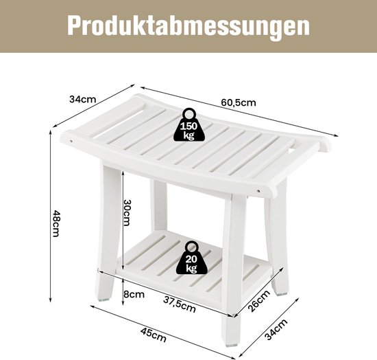 GOPLUS 2-traps douchebank, douchekruk met plank, badkamer