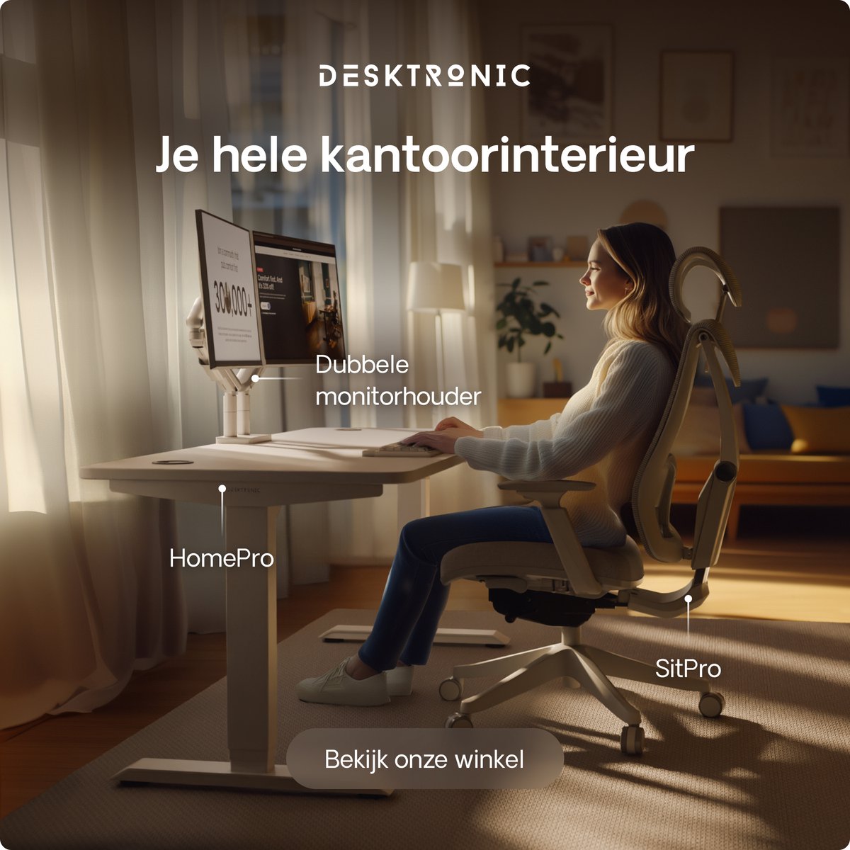 Desktronic Desktronic HomePro Zit-sta Bureau - afbeelding 2