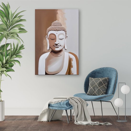 Bouddha abstrait serein - Peinture sur toile Bouddha - Peinture sur toile religion - Minimalisme - Décoration murale industrielle - Peintures - toile 50x70 cm