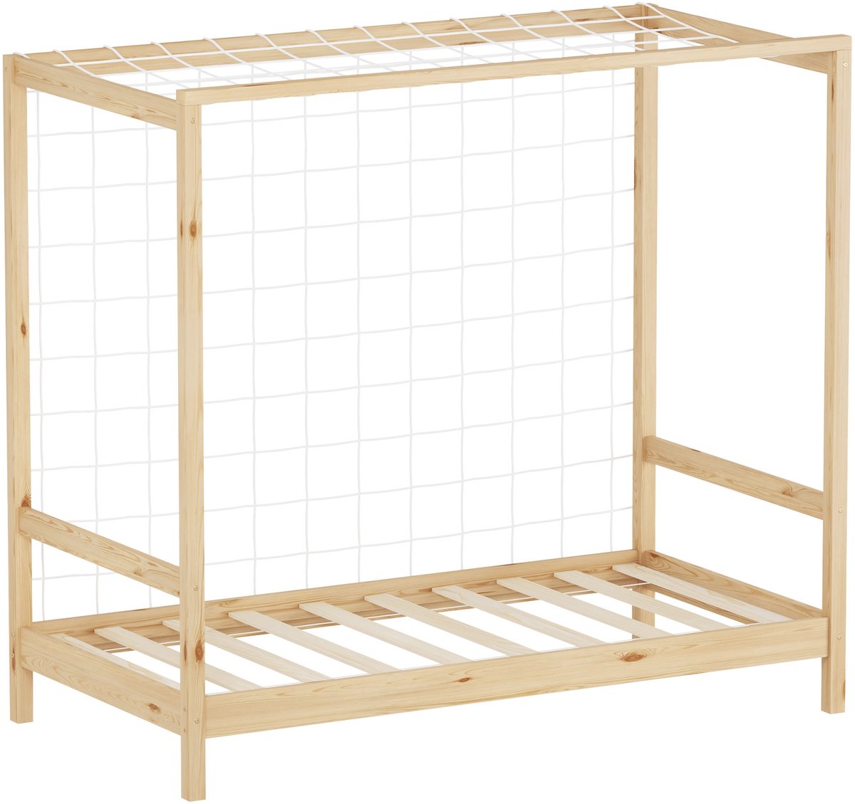 ml-design juniorline kinderbed 80x160 cm met voetbaldoel natuurlijk grenen massief houten slaapframe met lattenbodem inclusief doelnet eenpersoons jeugdbed voor jongens en meisjes speels en sportief design Beige