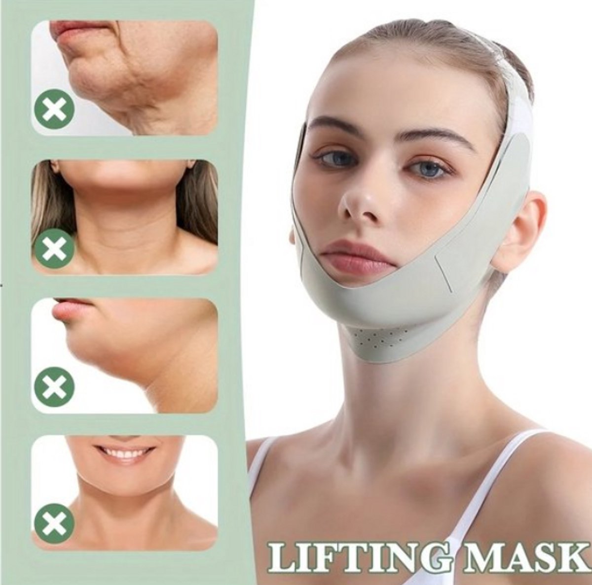 Goedkoopste Herbruikbare Gezichtsverstrakking - V-Lijn Bandage voor Kin en Wangen, Verstevigende Gezichtsbelt voor Gezichtsmassage en Anti-Aging Gezichtsverzorging, Liftend en Strakker