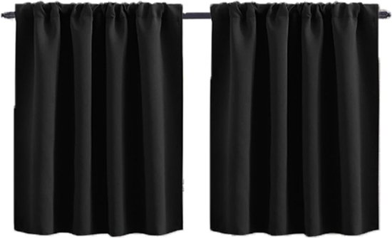 2 stuks - Gordijn - Kleine raamgordijnen - Verduisterend Gordijn - Voor slaapkamer keukenkast kind kelder kampeerder gordijnen - Polyester - 76*60cm - Zwart