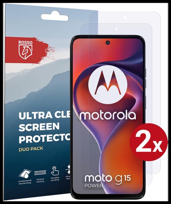 Protection d'écran Rosso pour Motorola Moto G15 / G15 Power | Pack Duo Ultra Clair | Feuille de TPU | Film protecteur compatible avec les coques | 2 pièces