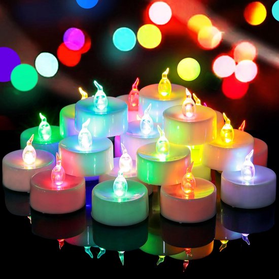 Set van 36 Elektrische Theelichtjes – Kleurveranderende LED Kaarsjes – Op Batterij – Flameloos & Knipperend – LED Waxinelichtjes – Sfeerverlichting voor Kerst – Energieklasse A