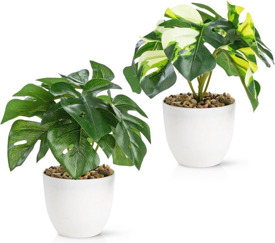 Artificiële Vetplanten in Pots - Set van 4, Groen en Roze, Decoratieve