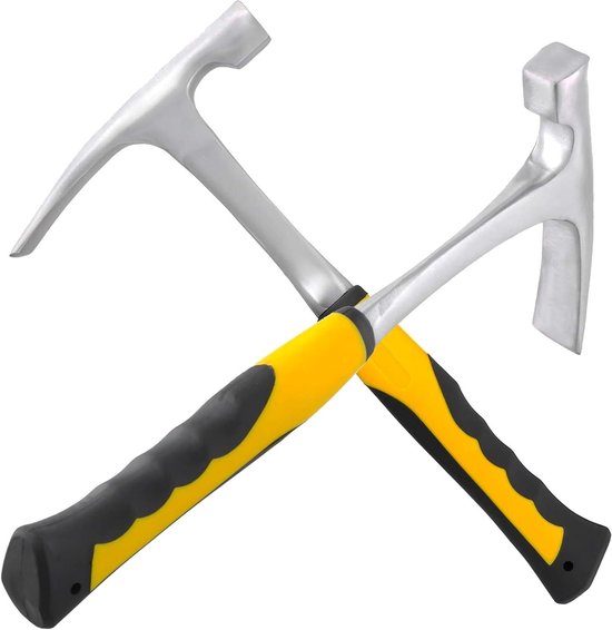 Gonnely Geologische hamer,Professionele 11,4 '' platte kop bakstenen hamer,Multifunctionele antislip oranje handvat puntige geologische enquête hamer,Handgereedschap voor minerale exploratie