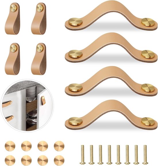 Meubelgrepen, keukengrepen, kastgrepen, vintage handgreep, voor boekenkast, kledingkast, schuifladen, zinklegering, 0 mm, zwart-goud, 8 stuks