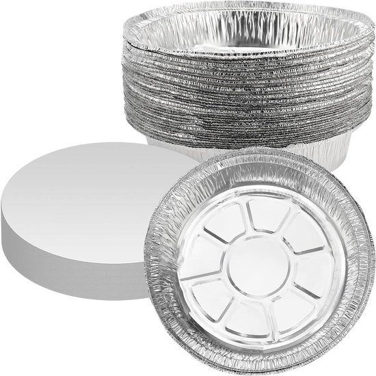 MOUYAT 60 Stück runde Aluminiumfolien-Tabletts, 23 cm, Aluminiumfolie MOUYAT 60 Stück runde Aluminiumfolien-Tabletts, 23 cm, Aluminiumfolie