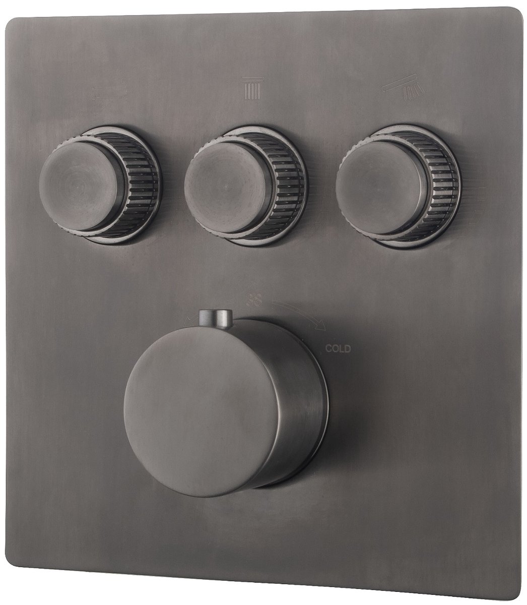 Wiesbaden Caral Klik Pro afbouwdeel inbouwthermostaat 3 weg gunmetal