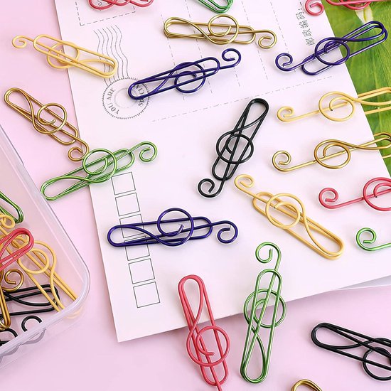 TNSLAND 50 stuks metalen notitiepaperclips met motief, gekleurd met transparante doos, metaal, kleurrijk design, papieren clips, groot, boekenmarks, muziekcadeaus voor kantoor, school, notebook TNSLAND 50 stuks metalen notitiepaperclips met motief, gekleurd met transparante doos, metaal, kleurrijk design, papieren clips, groot, boekenmarks, muziekcadeaus voor kantoor, school, notebook