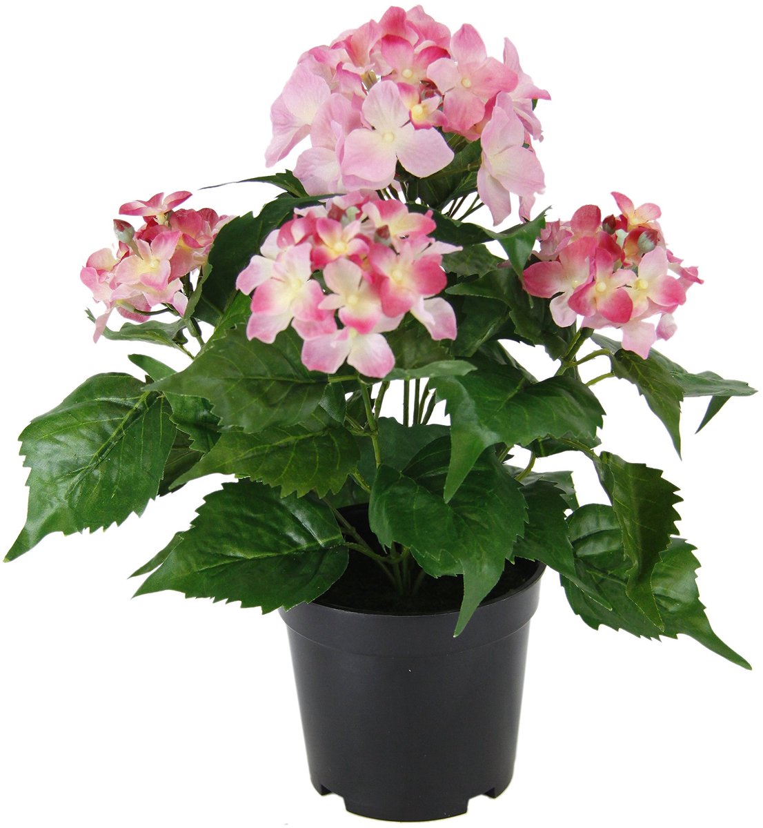 Ibenzoa® Realistische Roze Hortensia Bloemen Arrangement in Decoratieve Kunststof Pot voor Binnengebruik Kunstbloemen