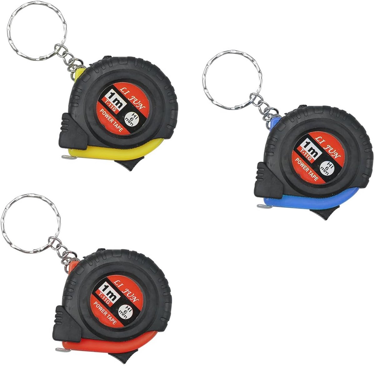 Mini intrekbare meetlinten 1m met sleutelhanger - Set van 3 kleuren voor mode, decoratie en verpakking