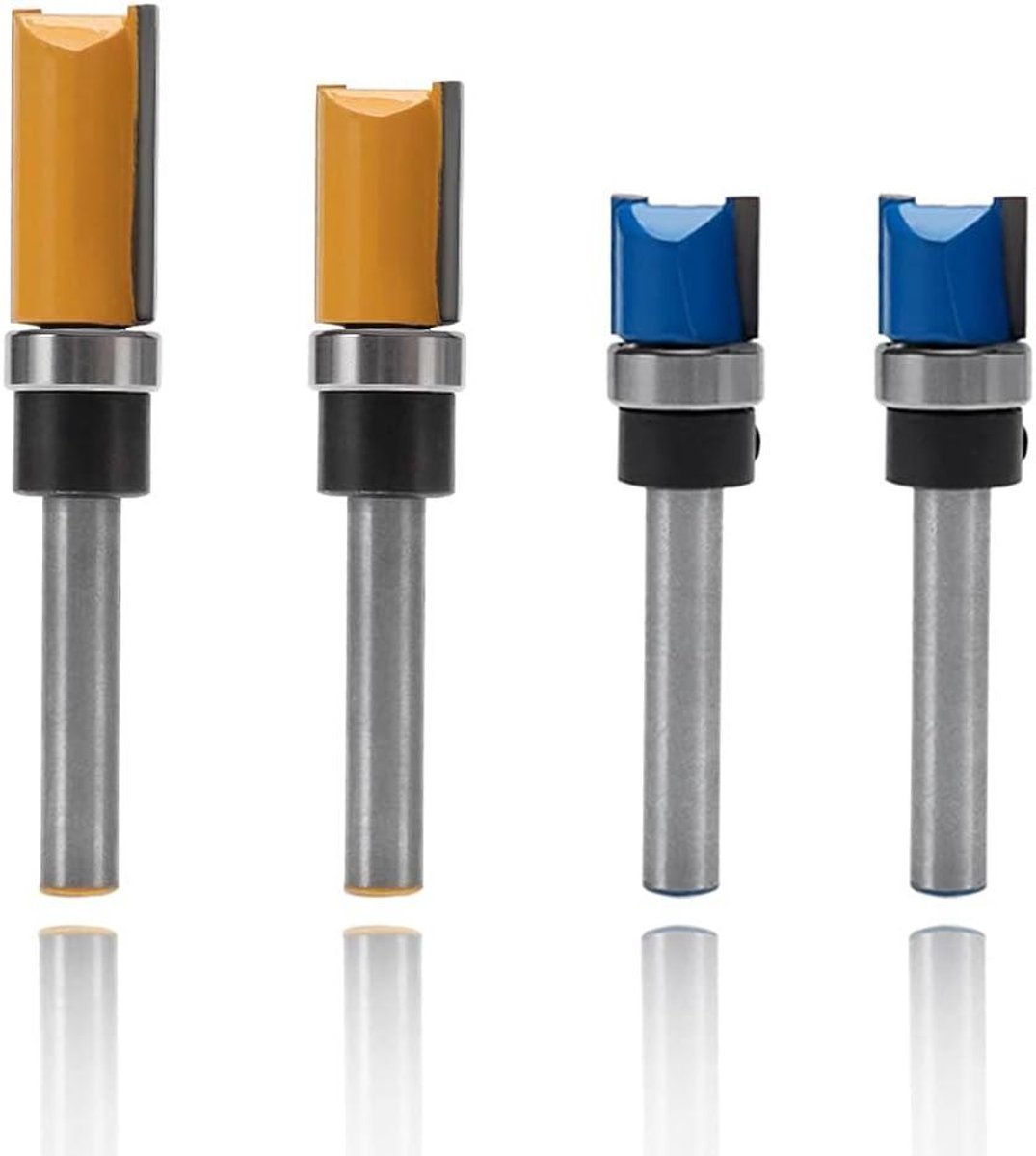 4 Stuks 1/4 inch Schacht Verzonken Trim Patroon Sjabloon Router Bit Set Hardhout Spaanplaat MDF 3 Maten