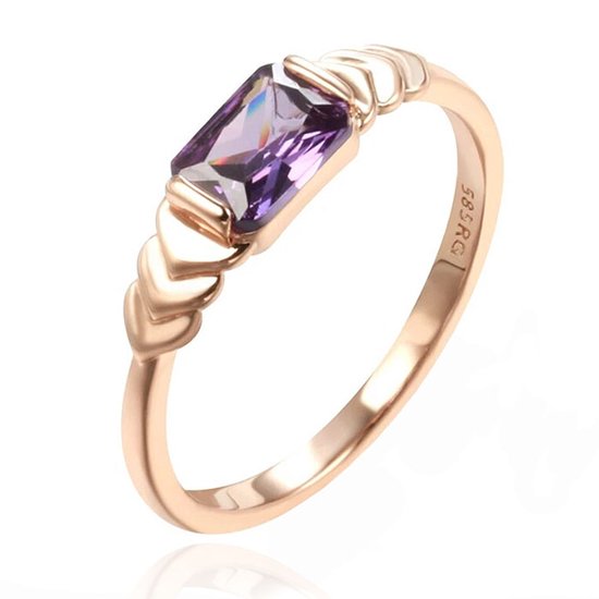 Bague Cilla Jewels pour femme avec grand zircon rectangulaire violet – 17 mm