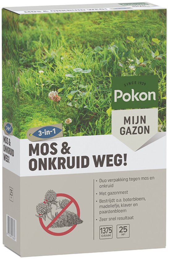 Pokon Mos en Onkruid Weg! - 1,375kg - Onkruidverdelger - Geschikt voor 25m² - Zowel mos- en onkruidbestrijder - Anti mos gazon van Merkloos	 — afbeelding 5