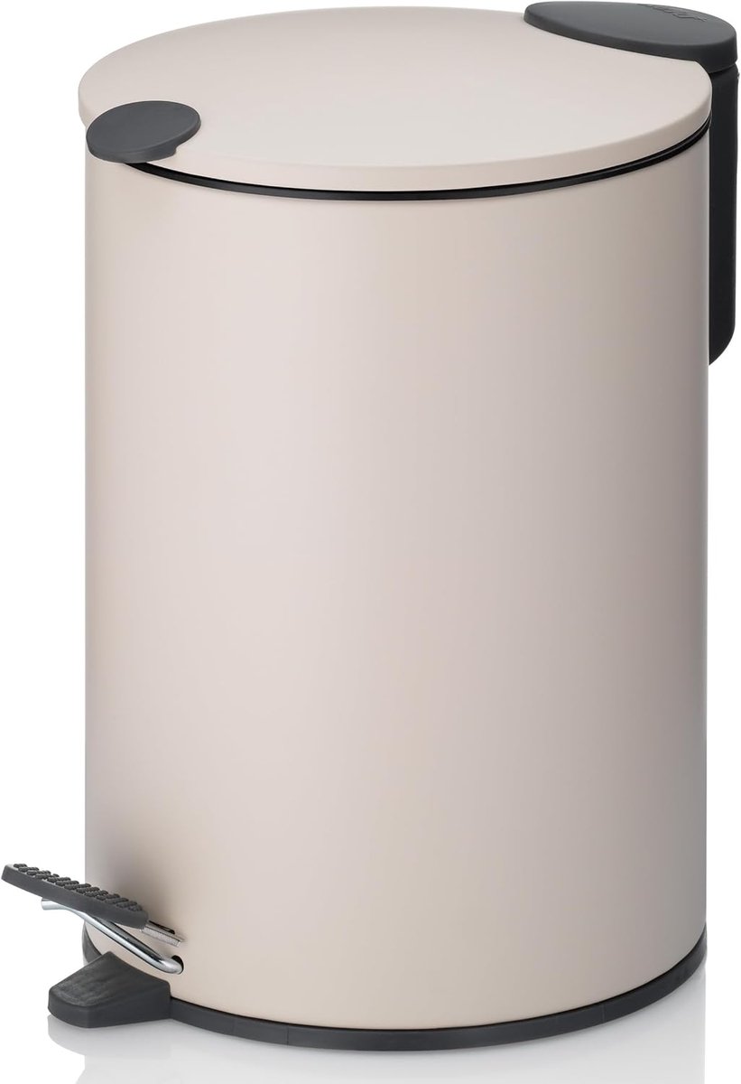 Compacte 3L Badkamerafvalemmer met Silent-Close Deksel en Binnenemmer - Antislip en Draagbaar