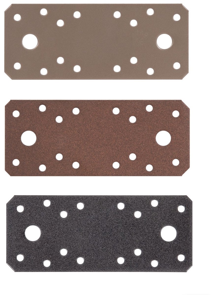 Alberts 821593 DURAVIS® platte verbinder, parelbeige duplex gecoat RAL 1035, afmetingen 133 x 55 x 2,5 mm, 30er Set