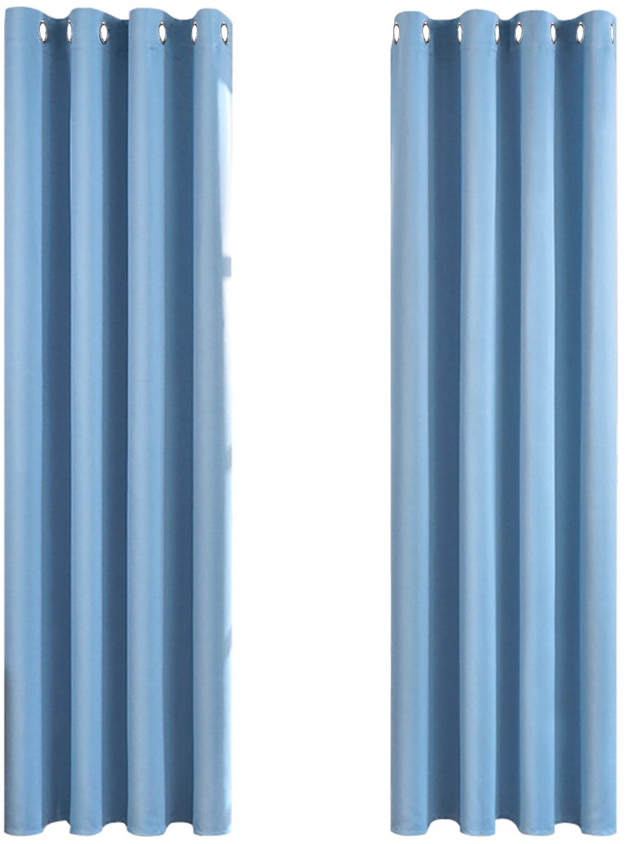 Unyqoos Modern Verduisterend Thermogordijn met Eenvoudige Installatie voor Diverse Ruimtes, 260 x 140 cm, Lichtblauw, Set van 2