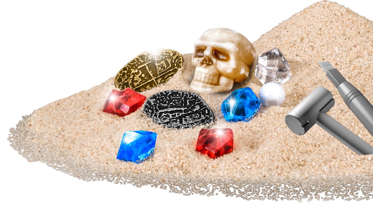 KOSMOS Dig Out Pirate Treasure - Opgravingsset - Graaf een Piratenschat Op - Inclusief Munten, Edelstenen, Parels en Schedelhanger - Maak Je Eigen Sleutelhanger - STEM Speelgoed - Vanaf 7 Jaar — afbeelding 6