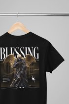 Oversized shirt - Blessing - Wurban Wear | T-shirt | Merk kleding | Unisex tshirt | Streetwear | Pump cover | Techno outfit | Merk shirt | Gym shirt | y2k | Techwear | Urban | Grote maten | T-shirt heren | T-shirt dames | Zwart