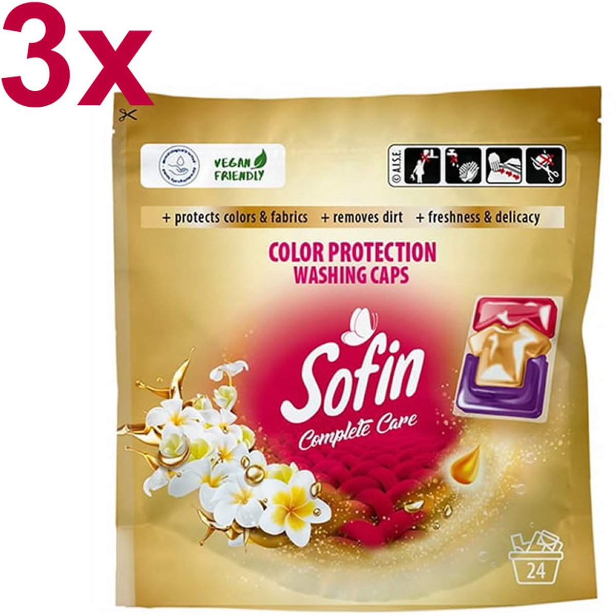 Sofin Complete Care Waspods – Color Protection – 3x 24 Stuks - Voordeelverpakking – All-in-1 Gelcapsules voor Gekleurde Was – Vegan