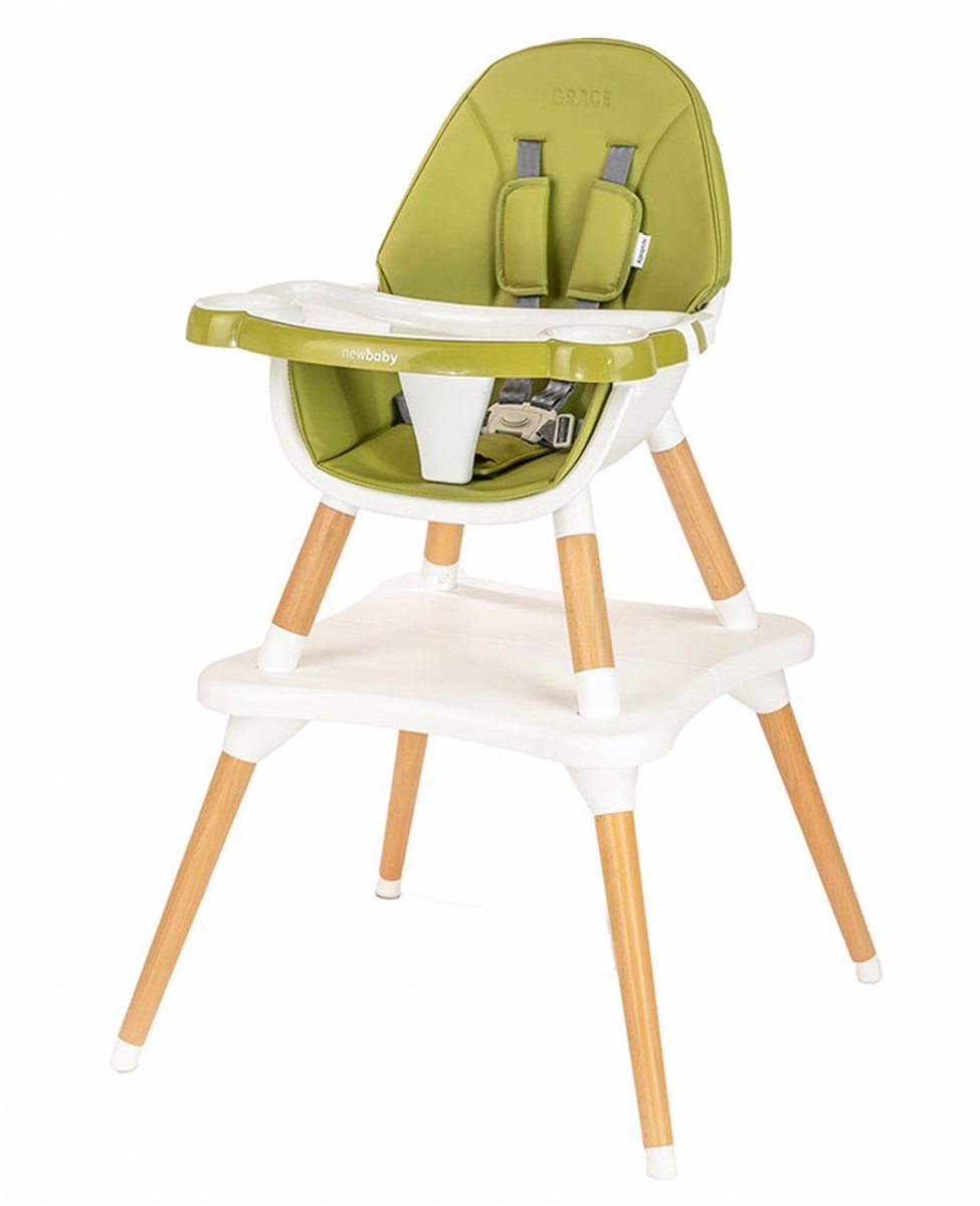 New Baby - Eetkamerstoel - 3-in-1 kinderstoel groen met eco-leer - hoge stoel - lage stoel - multifunctioneel - veiligheidsgordels - eetstoel - kindermeubilair - kinderstoel - eetkamermeubilair - kinderzitje