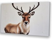 Intiem schilderij van een hert - Hert portret - Schilderij op canvas dieren - Realistische kunst - Binnenhuisdecoratie - Kunst aan de muur - canvas 60x40 cm