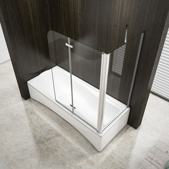 100x70x140cm Badscherm Badwanden Badwand 2 panelen vouwbaar met vast zijwand,6mm NANO helder ESG-veiligheidsglas,profiel van glanzend chroom