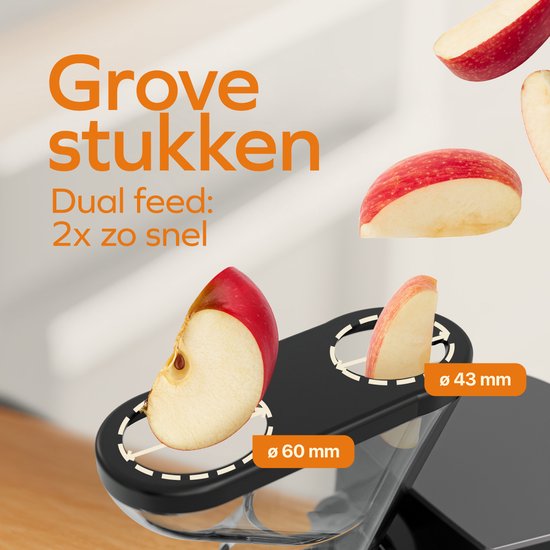 KitchenBrothers Slowjuicer - Juicer - Groenten en Fruitpers - 43 mm en 60 mm invoer - 400 ml - Grijs van KitchenBrothers — afbeelding 4