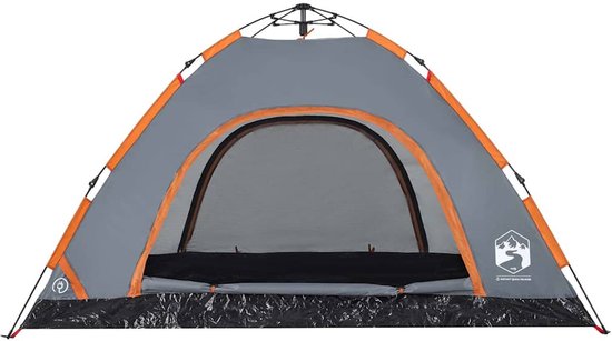 vidaXL 4-persoons tent grijs/oranje met snelontgrendeling Kampeertent - Tent - Buitenleven - Vakantie - Campingtent van Vidaxl — afbeelding 2