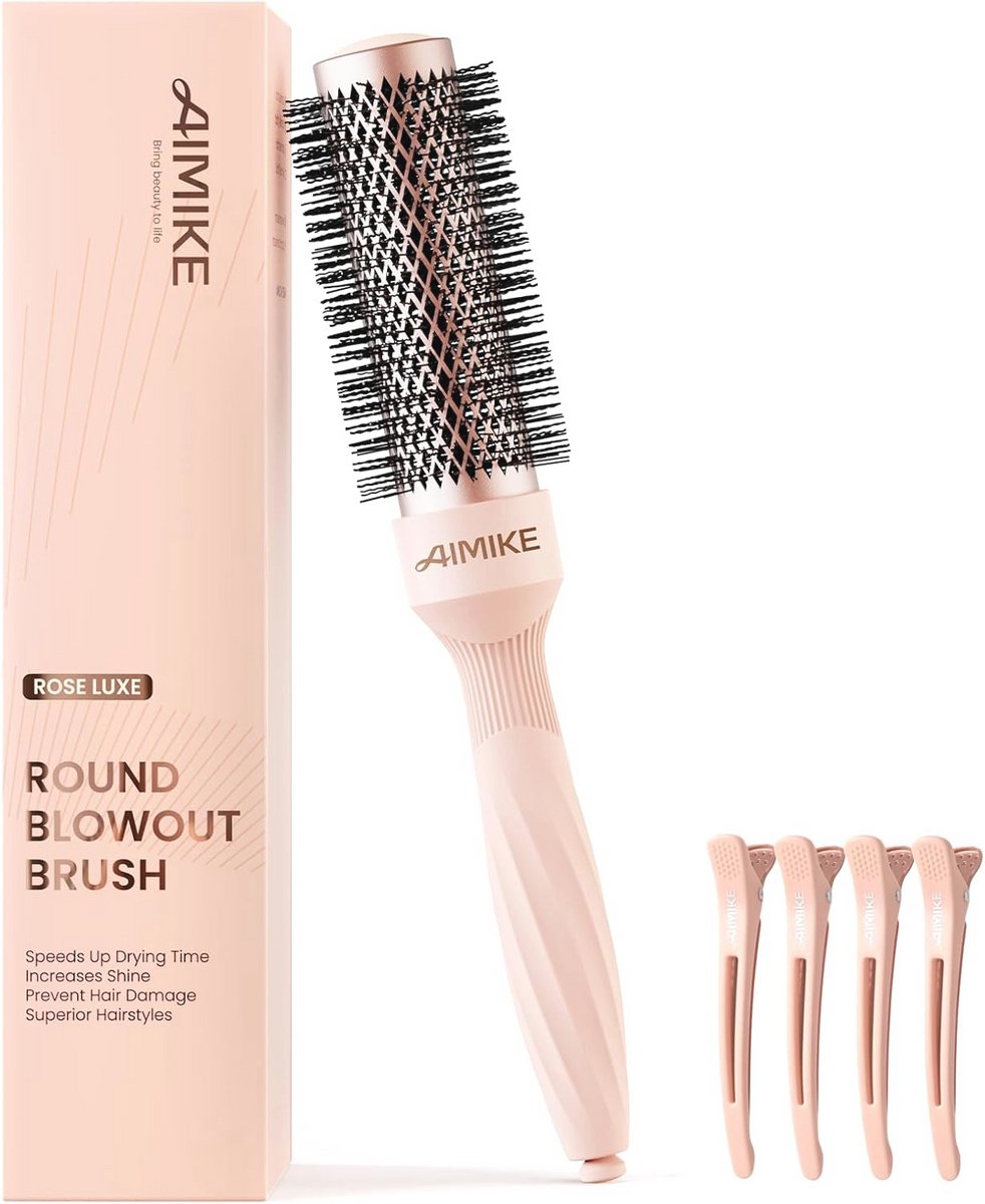 Ronde haardroger borstel voor volumizing en styling van kort haar met clips