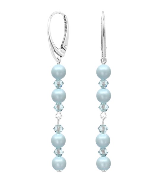 Boucles d'oreilles ARLIZI 2393 perle cristal Swarovski bleu pastel - argent 925 - 6,5 cm