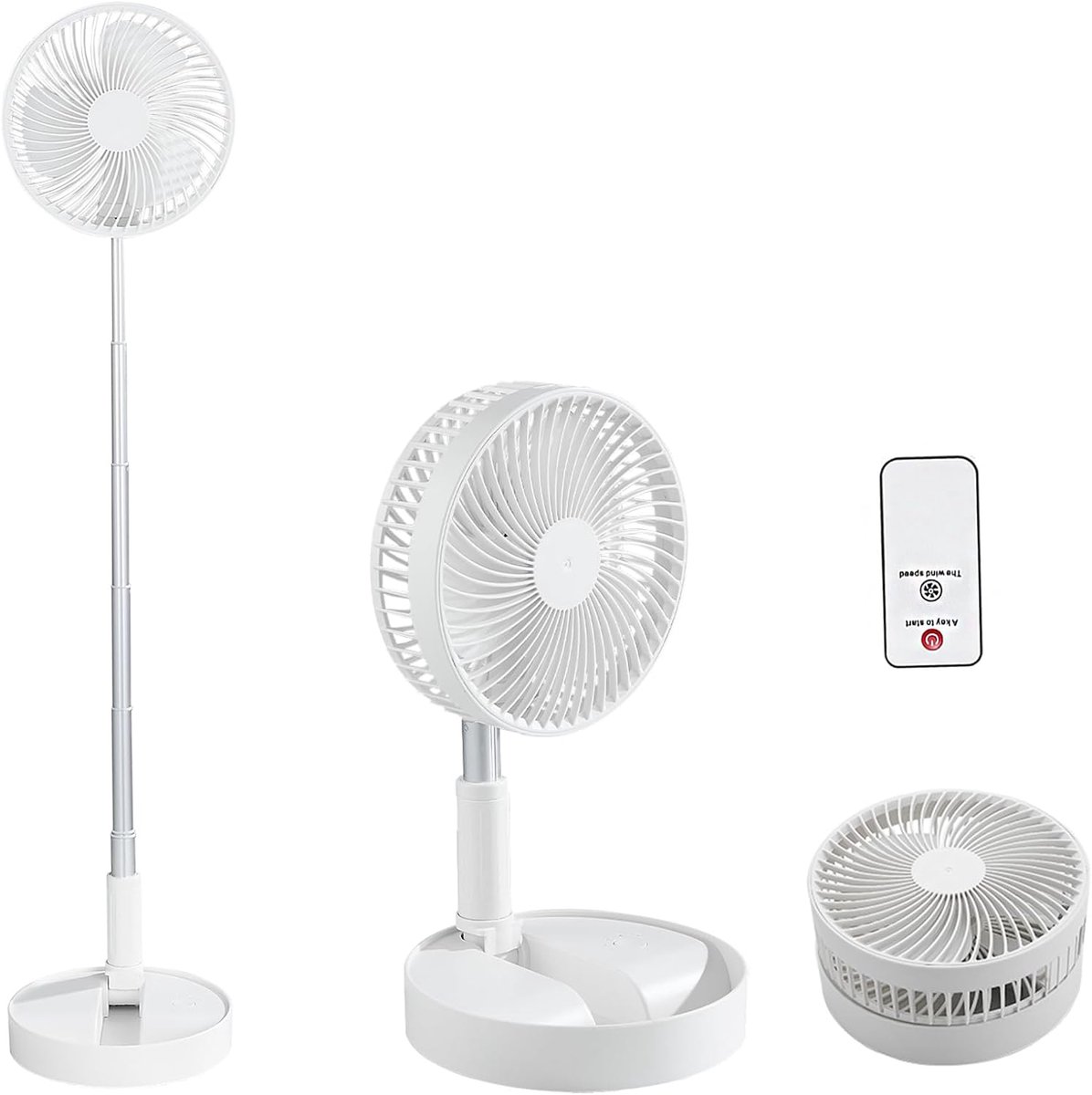 Ventilator met Afstandsbediening - Draagbare Opvouwbare Tafelventilator - Stille en Verstelbare Hoogte