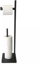 Relaxdays reserverolhouder, 4 rollen, Hx: 50,5 x 16 cm, deksel, waterhyacint, toiletrolhouder staand, zonder boren