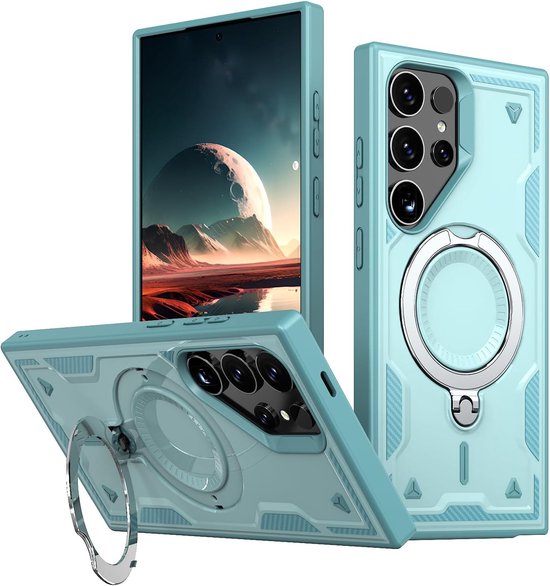 Étui Magsafe pour Samsung Galaxy S23 Ultra / S22 Ultra , Blauw lac – Coque Armor avec Ring rotatif
