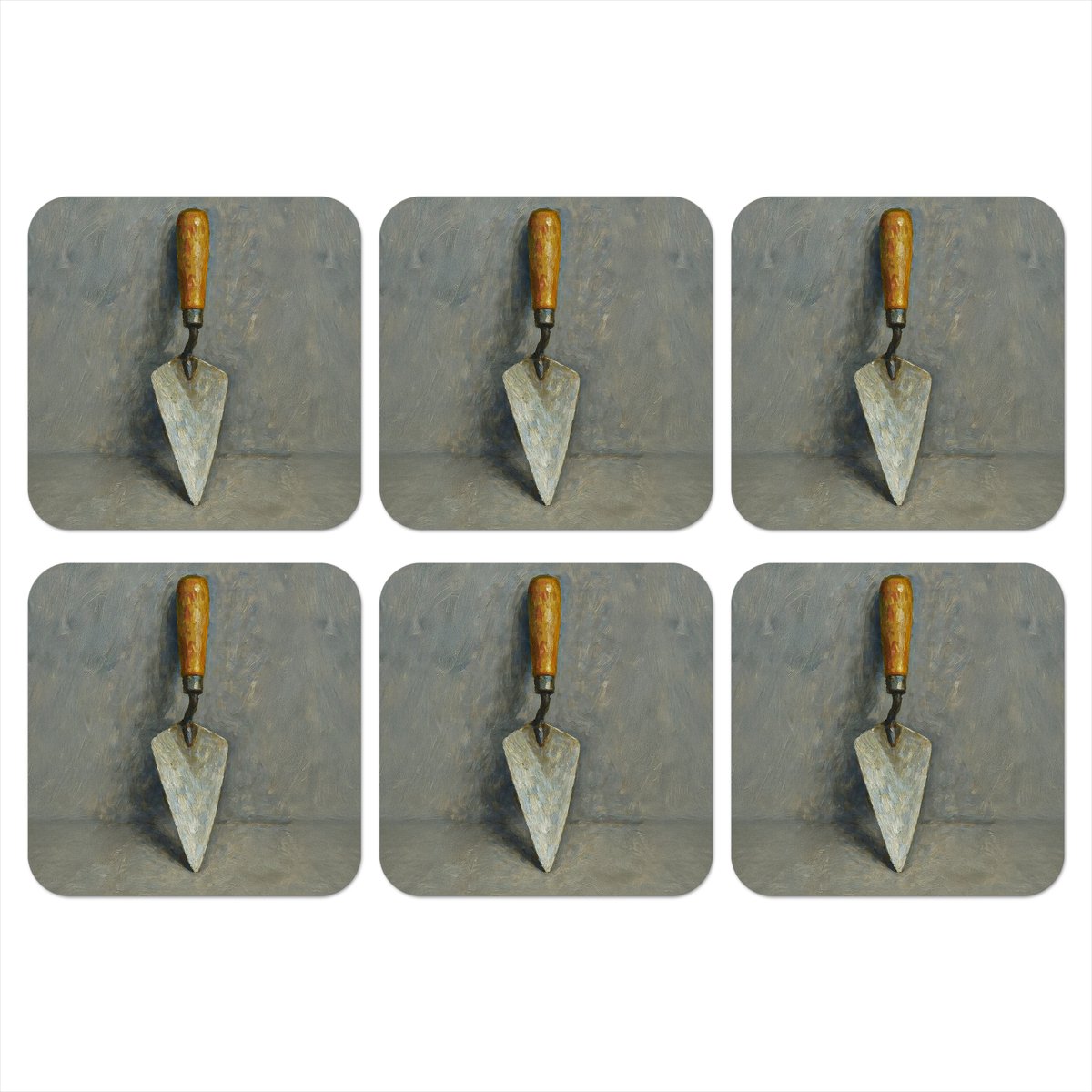 Onderzetters voor glazen - Troffel - Verf - Gereedschap - 10x10 cm - Glasonderzetters - 6 stuks