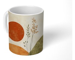 Mok - Koffiemok - Zon - Abstract - Takken - Oranje - Mokken - 350 ML - Beker - Koffiemokken - Theemok
