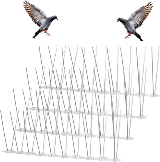 RVS Anti-Duivenspijkers - 25 cm x 4 stuks - Balkon Anti-Duivenspijkers - Diervriendelijke Anti-Vogelspijkers - Mus Zwaluw Kraai Kat Antiklimhek