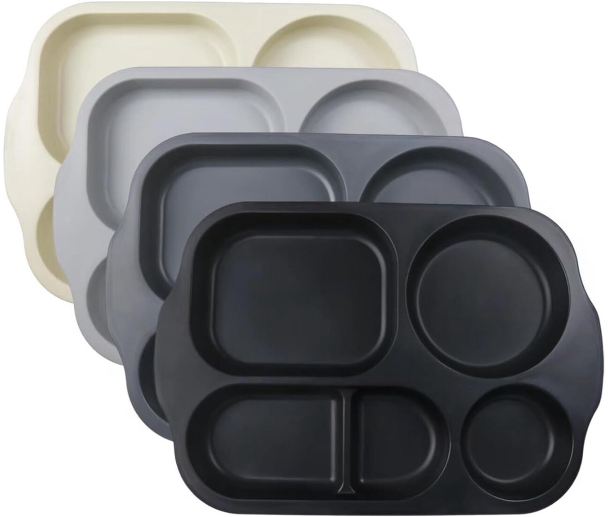 Goedkoopste kinderborden-Set van 4 gedeelde-met onderverdeling 5 vakken-onbreekbare herbruikbare plastic borden-servies voor kinderen en volwassenen-magnetron-Lichte kleuren