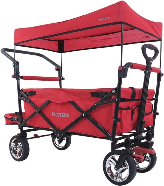 Opvouwbare Bolderkar - Ruime, Duurzame Transportkar met Dubbele Remmen en UV-bescherming voor Kinderen en Outdoor van LifeGoods — afbeelding 3