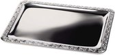 Plateau rectangulaire en acier inoxydable avec bord décoratif - 60 x 40 cm